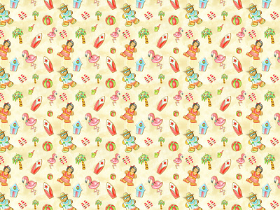 Beach Bum Cookie Pattern cookie holiday illustration pattern surfacedesign textile watercolor