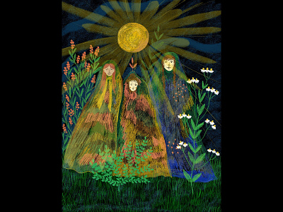 The Full Moon fullmoon herbs illustration illustration art illustrations ipad moon nature night procreate women