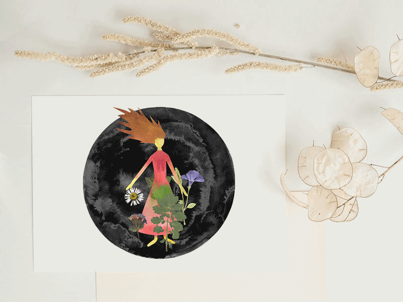 H e r b a l i s t animation aquarelle dribbble flowers gif gif animated gif animation herbs illustration inkoctober20 nature painted illustration plants