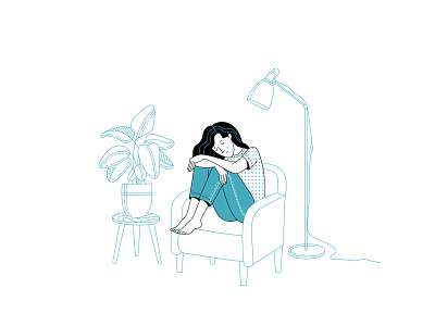 Depression. Take care of yourself... adobe illustrator depression flat flat illustration flatdesign illustration illustrator linear illustration lineart loneliness mental health vector woman woman illustration