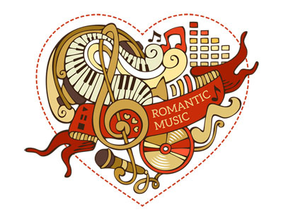 Romantic Music doodles heart illustrator love music valentine vector