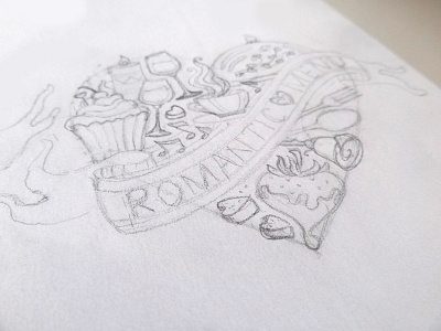 Romantic Menu. Sketch. doodles food heart love menu romantic sketch valentine