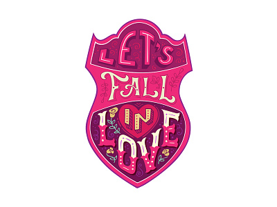 1. Let's fall in love. 14 february adobe illustrator badge fall in love heart lettering love quote romantic valentines day vector wedding
