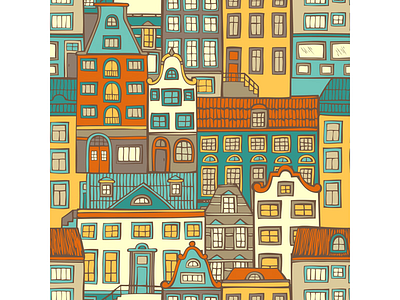 Seamless pattern of houses