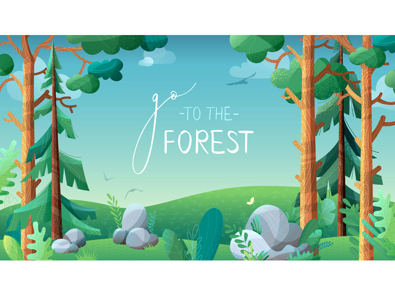 Dream of a summer vectornator nature background pine spruce fir coniferous trees meadow forest summer adobe illustration vector illustrator adobe illustrator
