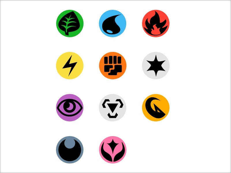 Pokemon type symbols Royalty Free Vector Image