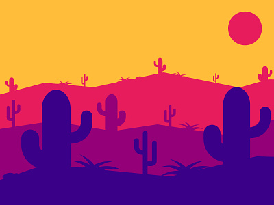 Desert desert flat landscape minimal simple vector landscape