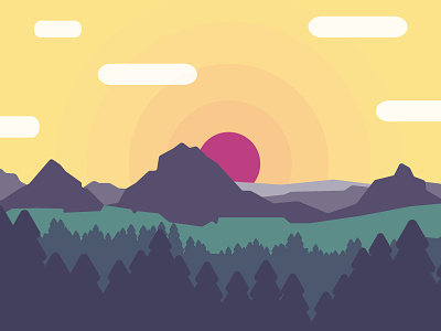 Mountains color illustration mountain sunrise vector
