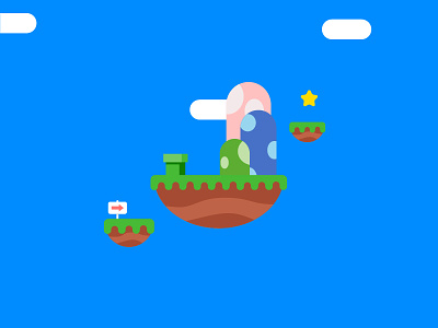 Super Mario World landscape mario nintendo vector