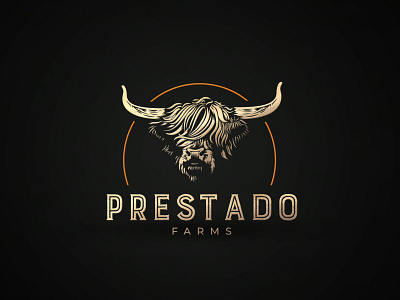 Bull Logo for Prestado Farms bull logo creative gold logo minimal design realistic feel