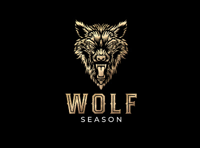 Realistic Gold Wolf Logo for Brand Called "WOLF SEASON" gold wolf logo minimal wolf logo wolf logo