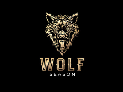 Realistic  Gold Wolf Logo for Brand Called "WOLF SEASON"
