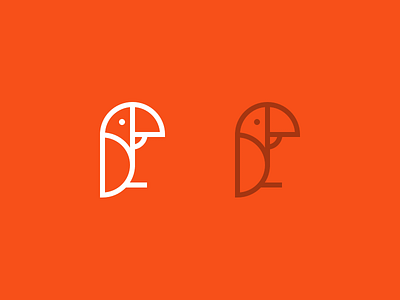 Parrot mark bird logo mark orange outline parrot simple sketch