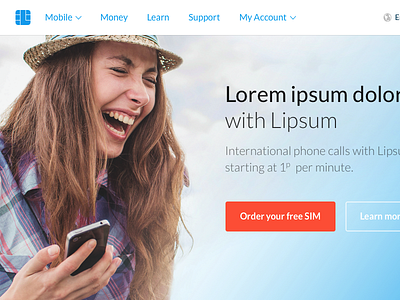 Telecom homepage redesign blue button cta homepage logo mobile phone telecom