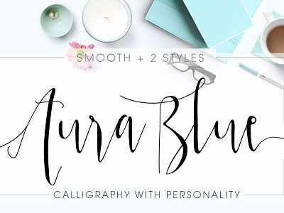 Aura Blue Font Family announcement branding calligraphy font invitation lettering logo planner typeface wedding