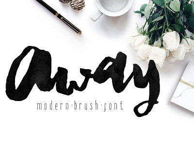 Away Modern Brush Font blogger branding brush brush font brush lettering cover design logo poster quote typography watercolor watercolor font