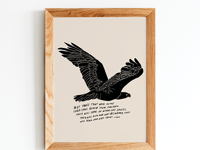 Eagle | Isaiah 40:31 Scripture Printable bible block printing book cover design decor digital print eagle folkart illustration inspirational quote linocut scripture