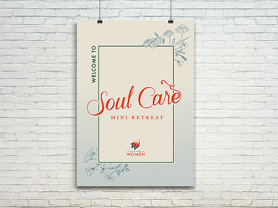 Soulcare Mini Retreat drawn florals lettering poster design