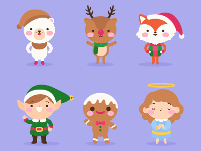 Christmas characters collection adobe illustrator adobeillustrator character design characters childrens illustration christmas christmas characters cute cute animals design digital illustration freepik illustration kawaii kawaii art vector vector art
