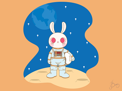 Astrobunny astronaut blue bunny digital illustration illustration moon moon rabbit rabbit vector vector art