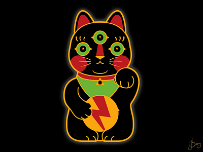 Mystic Martian Maneki adobe illustrator cat cat illustration design digital illustration illustration maneki maneki neko third eye vector vector art