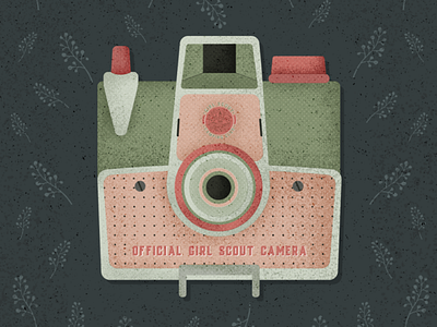 Official Girl Scout Camera Green camera digital drawing flowers illustration pastel colors pattern retro vector vintage