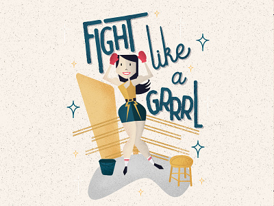Fight Like A Grrrl boxing feminism fight grrrl illustration retro ring vintage woman power