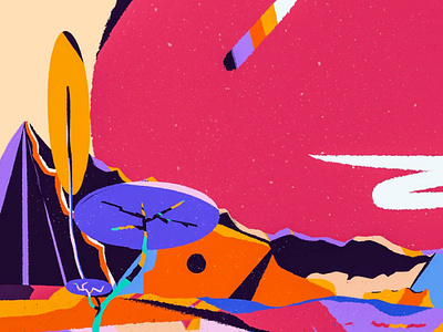 Pink Supermoon adobe fresco animation branding color colorful desert digital art digital artwork digital illustration graphic design illustration joshua tree moon nostalgic procreate art sky space supermoon