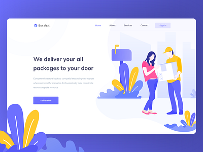 Delivery header website blue delivery service delivery website header illustration hero illustration illutration logo ui designer ux designer website website design yellow