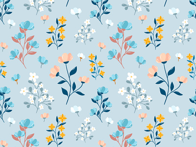 Floral seamless pattern. Ditsy print blossom color cute fashion floral flower garden illustration leaf nature repeat retro seamless small spring summer textile texture vector wallpaper
