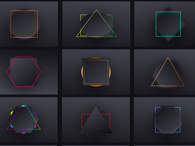 Minimal geometric black gradient backgrounds set