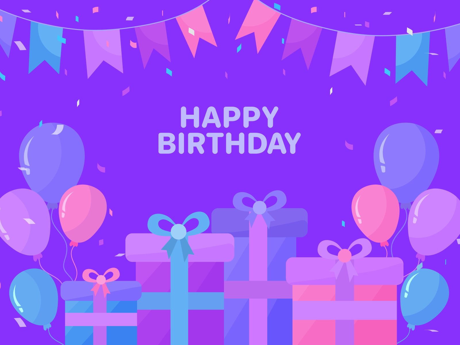 Happy birthday background with balloons and gifts by DanaR on Dribbble