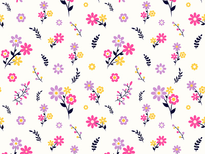 Floral seamless pattern with small flowers and leaves abstract art backdrop beauty bloom blossom decor elegance fashion feminine flora floral pattern garden graphic pink plant print repeat textile vector