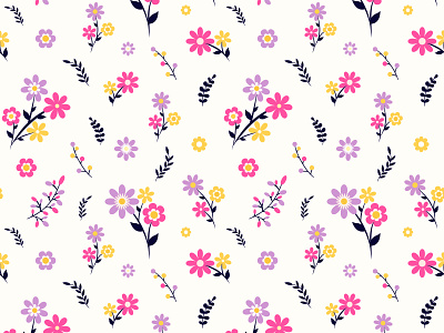 Floral seamless pattern with small flowers and leaves