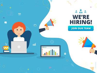 We're hiring concept candidate design employee flat hiring illustration job recruitment vector were hiring