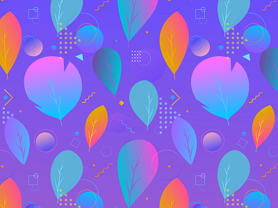 Colorful abstract modern leaves, seamless pattern