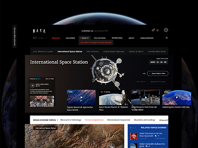 NASA website redesign. dark interface layout mars nasa redesign space typography ui ux website