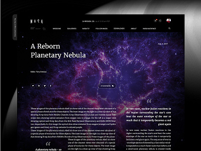 NASA website redesign. article dark interface layout mars nasa redesign space typography ui ux