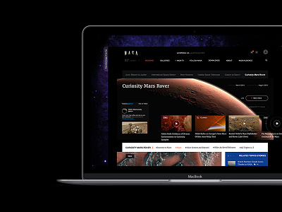 NASA website redesign. dark interface layout mars nasa redesign space typography ui ux