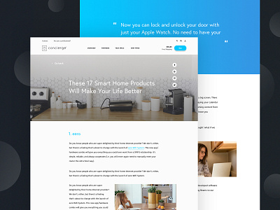 Concierge - Article Page branding color design product smart home ui ux website