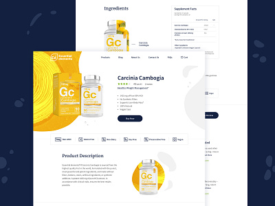 Essential Elements Product Page art direction bottle brand branding color design logo organic package product style ui vitamins website