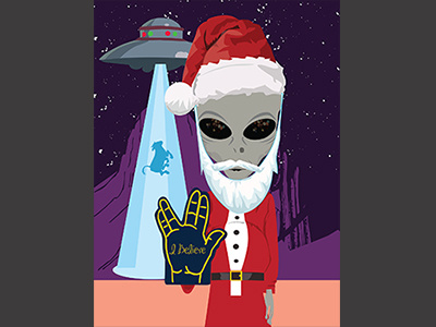 Santa Alien christmas illustration vector