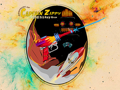 Captian Zippy illustration laser gun retro robot space