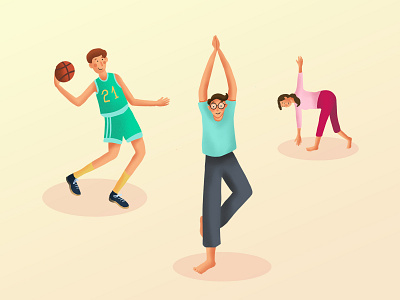 Get physically active 2d art basketball design digital art draw drawing exercise illustration illustrator procreate yoga
