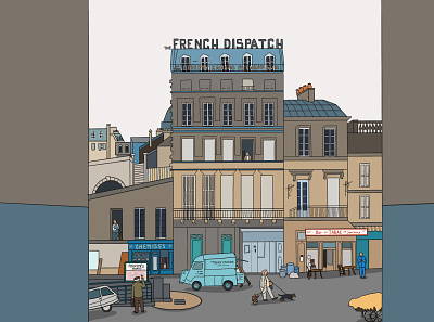 The French Dispatch 2d art design digital art draw drawing french french dispatch illustration illustrator movie procreate