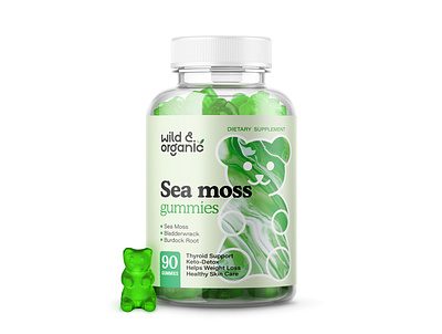 Supplement packaging Sea Moss Gummies food identity logo packaging seamoss supplement