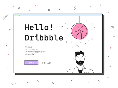 Hello Dribbble design firstshot flat illustration invite minimalism ui ux web website