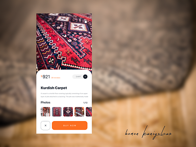 Kuidish Carpet mobile UI