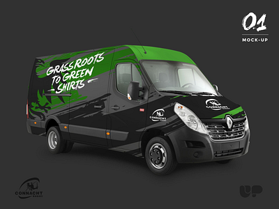 Design for Connacht Rugby Van branding sports brand van wrap