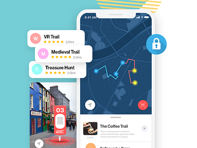 City Exploration AR Trails App app design augmented reality tourism ui ux